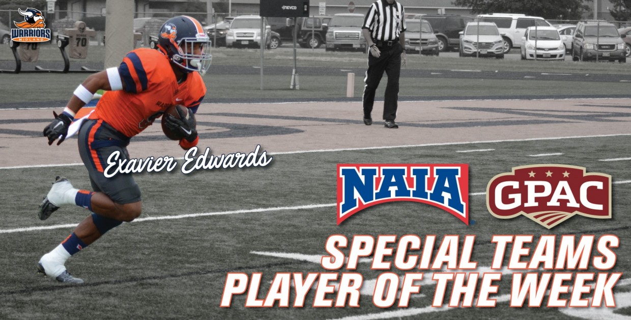 Edwards Named GPAC and NAIA Special Teams Player of the Week