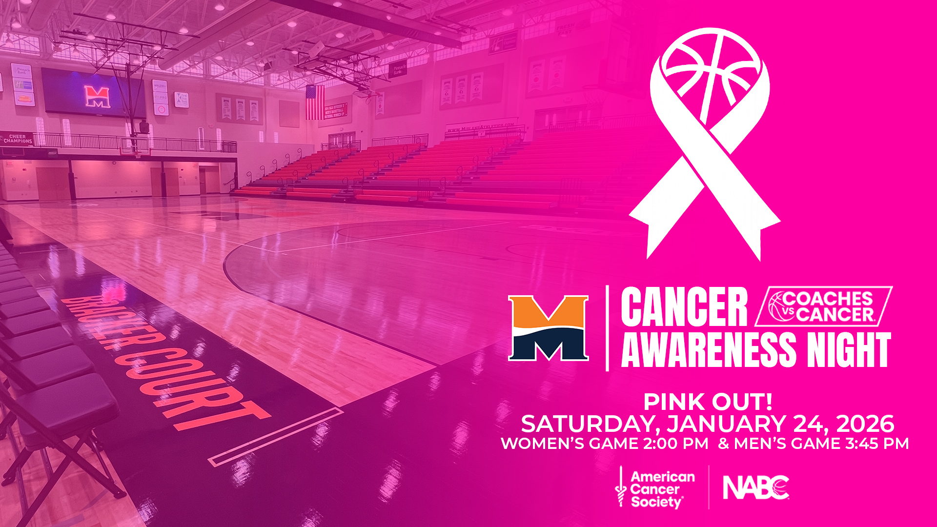 Midland to Host Northwestern in Annual Coaches vs. Cancer Pink Out Game